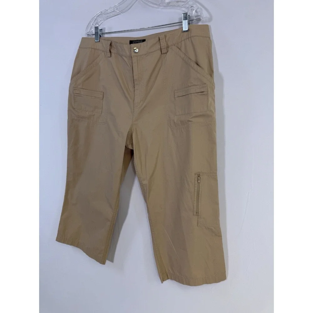Lauren Ralph Lauren Utility Cargo Capri Pants Womens Size‎ 16 NWOT Tan